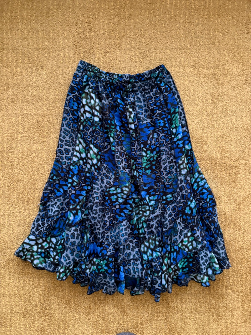Blue Green Animal Print Maxi Skirt